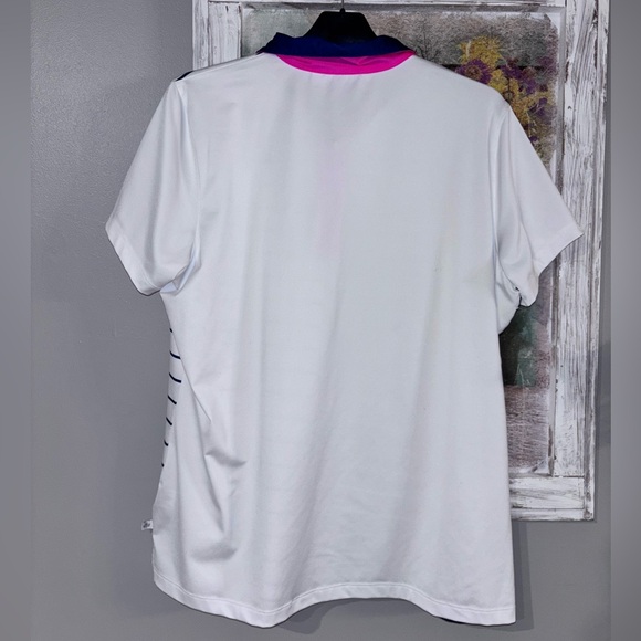 Lady Hagen Polo Shirt XL Small Blue White Pink Short Sleeve 1/4 Zip Golf Tennis - Picture 3 of 5